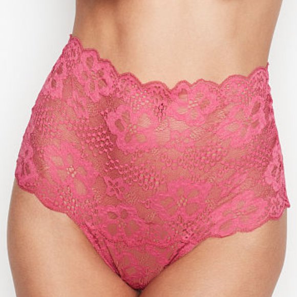 VS High-Waist Thong Rose Floral Lace NWT Scalloped Edges Sexy Romantic Gorgeous - Picture 10 of 16